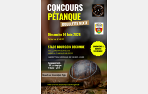 Concours Pétanque organisé par l'ACC Pétanque le 14 JUIN 2026