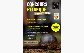 Concours Pétanque organisé par l'ACC Pétanque le 14 JUIN 2026